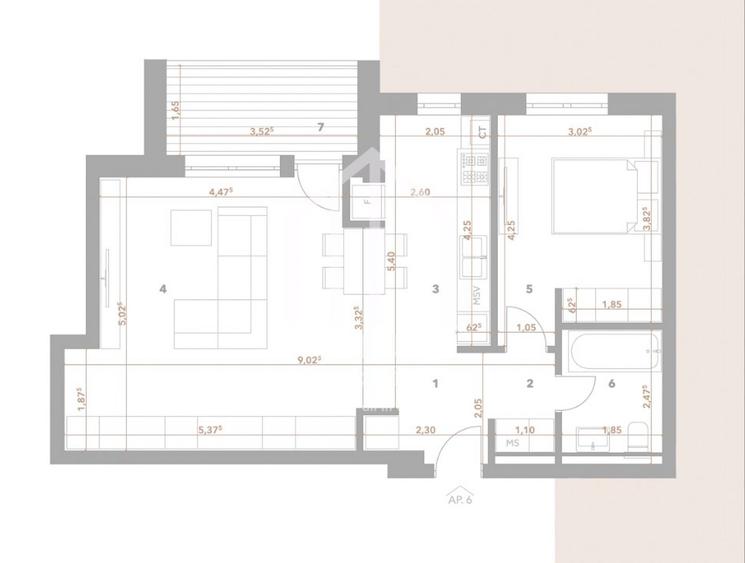 Apartament 2 camere de vanzare in Sibiu - 58.69 mp + logie - Turnisor - 4
