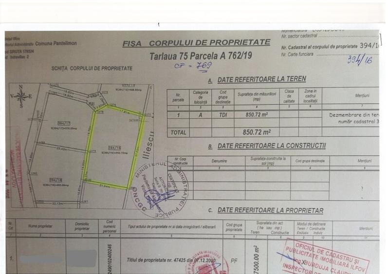 Pantelimon-Lebada -Olimp2 loturi teren  689 mp  si 850 mp +cota de drum - 8