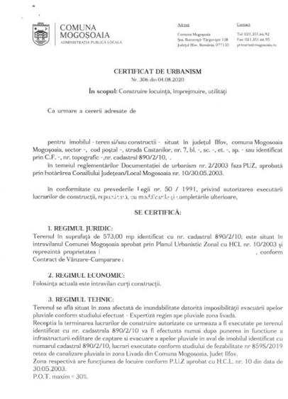 Teren intravilan de 573 mp, în Mogoșoaia