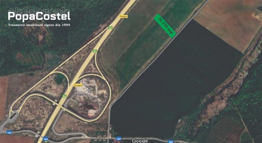 Snagov langa A3 teren intravilan 20.150 mp - 160.000 mp, curent si astfalt - 1