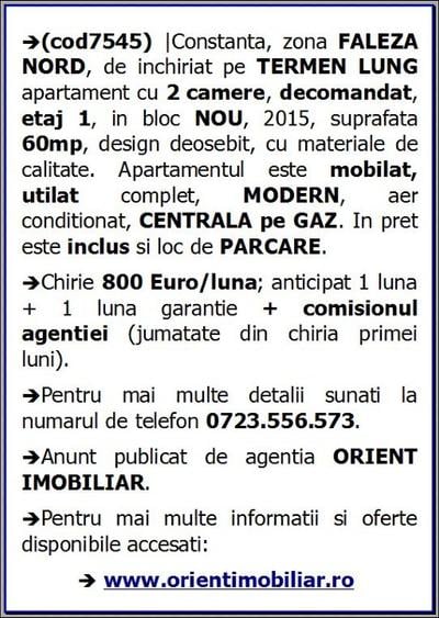 Faleza Nord, decomandat, 2 camere, etaj 1, mobilat modern, parcare - 9