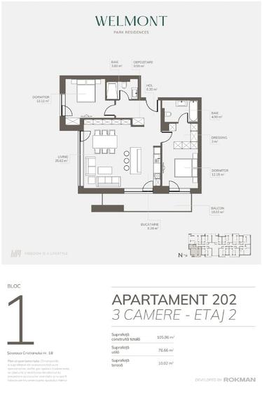 Dezvoltator, Apartament trei camere open space , Welmont/Rokman - 6