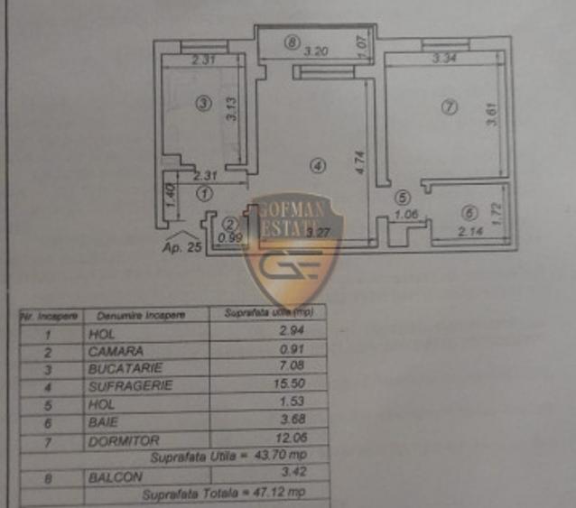 2 camere, Spital , Tomis II, 48 mp, parcare, et 1/4, imbunatatit, semidecomandat - 10