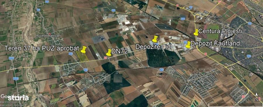 Teren 37 ha | PUZ aprobat Ploiesti Vest Industrial Park | DN72 + A3 - 1