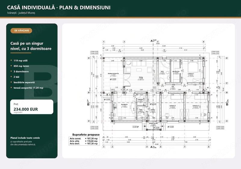 Casă cu Teren 650 Mp în Central