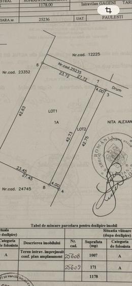 Teren intravilan Gageni (Paulesti) 1100 mp utili + drum privat ideal casa - 2