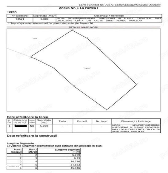 Vand teren extravilan - 5.000 mp - 2 km de statiunea Vartop - 1