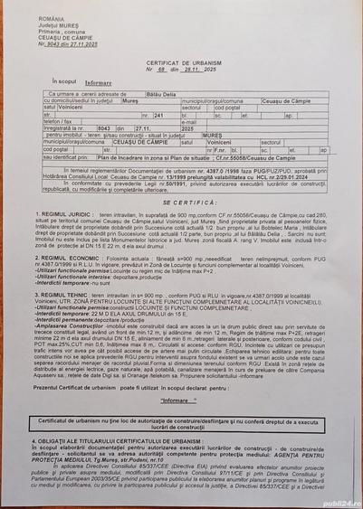 Teren de 1750 mp, în Voiniceni