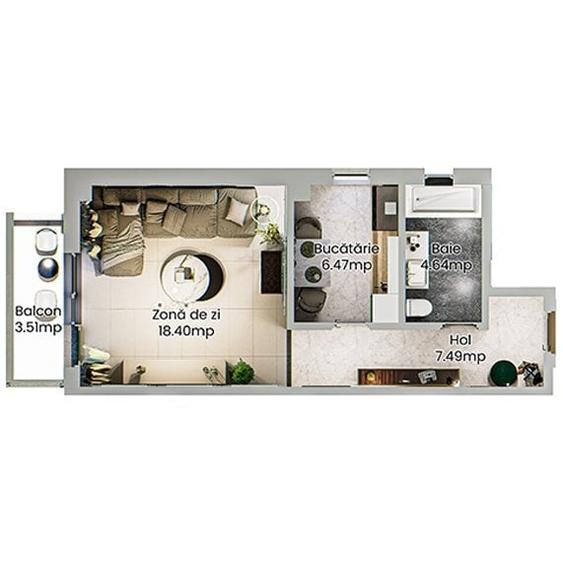 Apartament 1 cameră - spațios într-un complex rezidențial nou din Podu Roș - 13