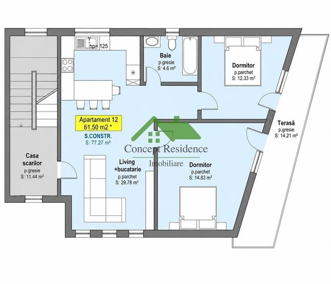Apartament cu 2 camere decomandat în Depozitelor