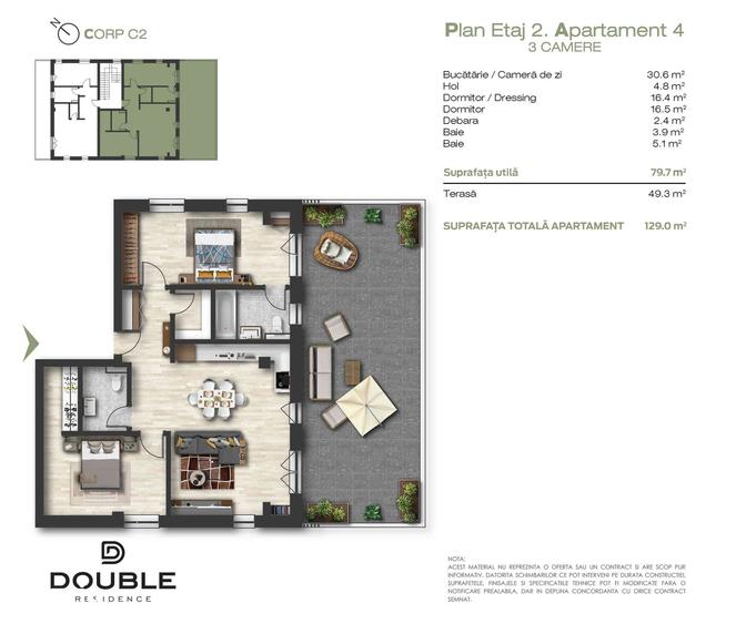 Apartament cu 3 camere în Remetea