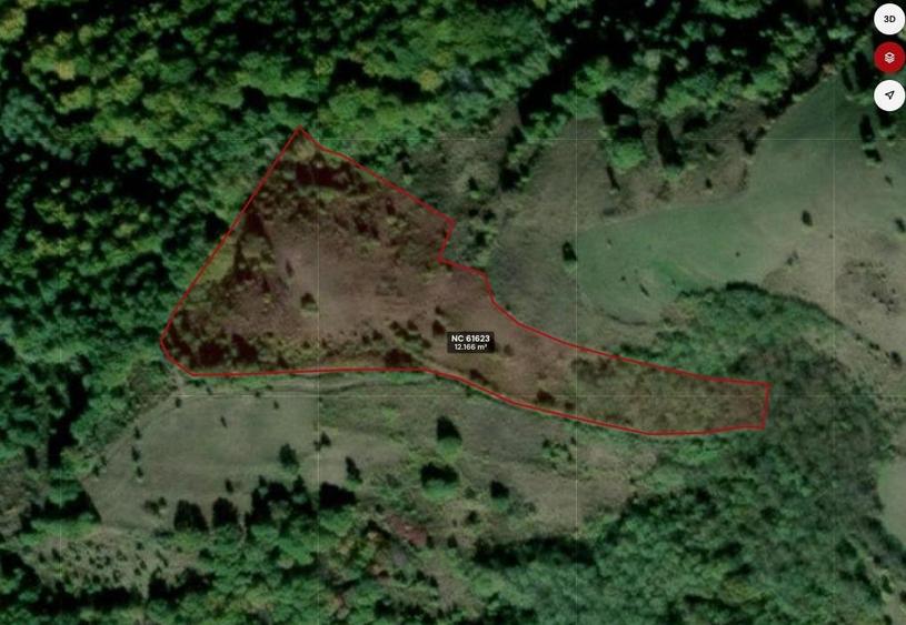 Teren extravilan de 12166 mp, în Vălișoara