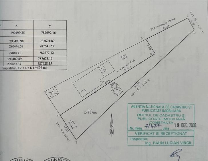 Teren Construcții intravilan de 597 mp, în Central