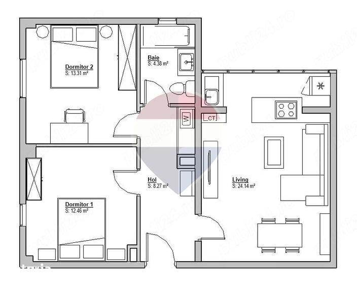 Apartament cu 3 camere în Delfinariu