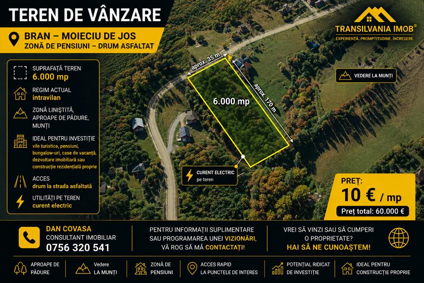 Teren Construcții intravilan de 6000 mp, în Bran