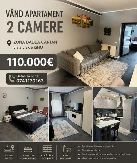 Apartament cu 2 camere în Badea Cârțan