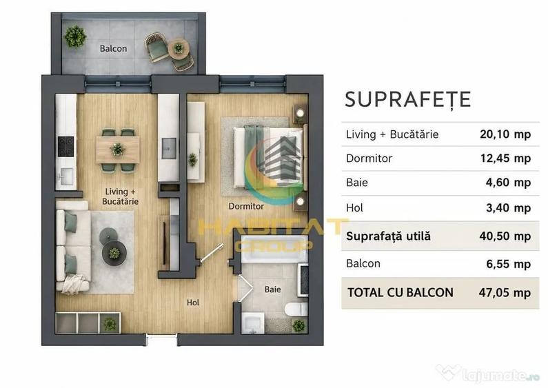 Apartament cu 2 camere semidecomandat în Titan
