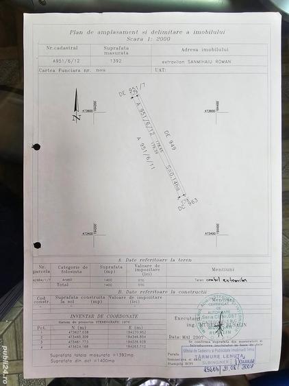 Teren de 1400 mp, în Sânmihaiu Român
