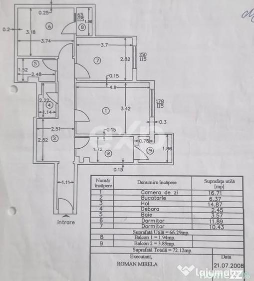 Apartament cu 3 camere decomandat în Găvana