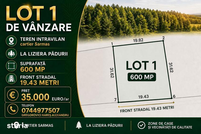 Teren de 600 mp, în Central