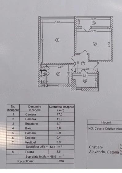 Apartament cu 2 camere decomandat în Tineretului