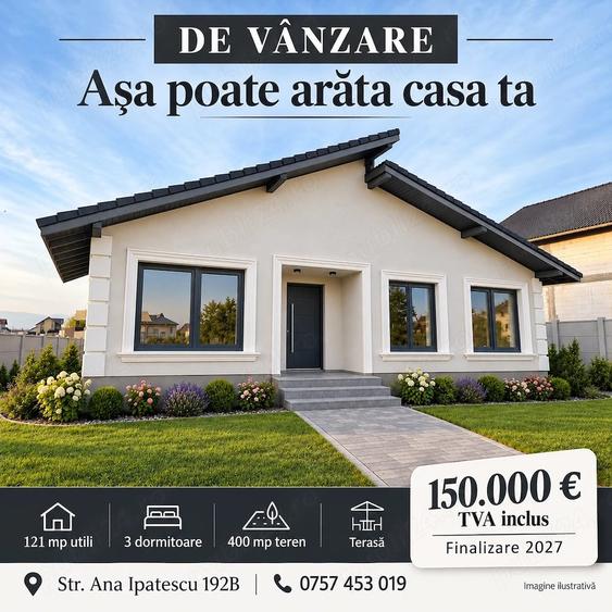 Casă cu 4 camere cu Teren 400 Mp în Central