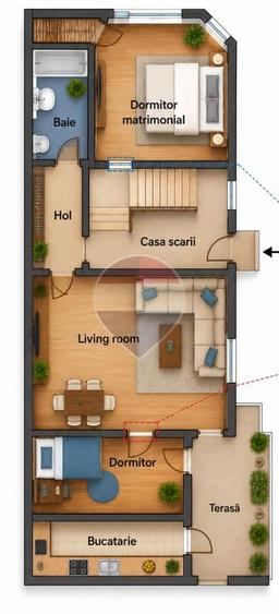 Apartament cu 3 camere decomandat, mobilat în Dămăroaia