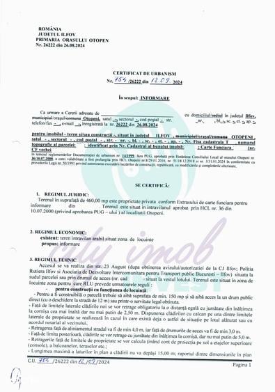 Teren de 493 mp, în Central