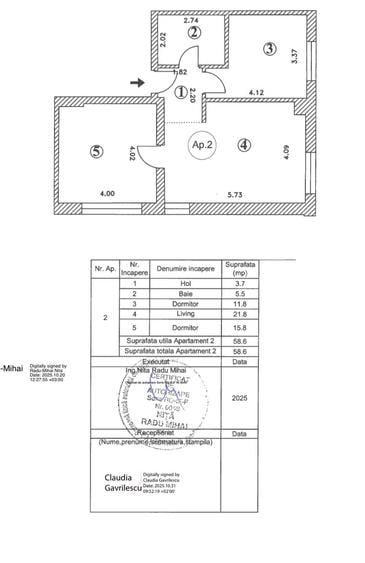 Apartament cu 3 camere în Central
