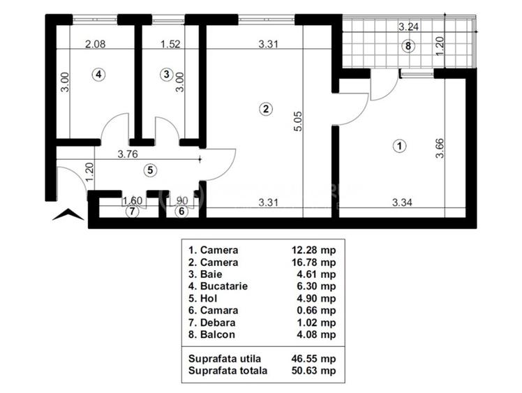 Apartament cu 2 camere în Tudor Vladimirescu