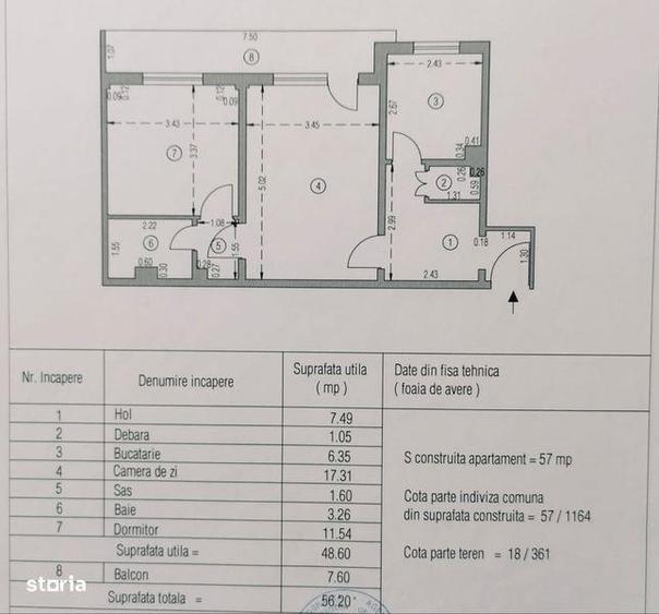 Apartament cu 2 camere semidecomandat în Central
