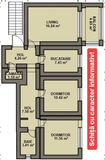 Apartament cu 3 camere decomandat în Târnăveni