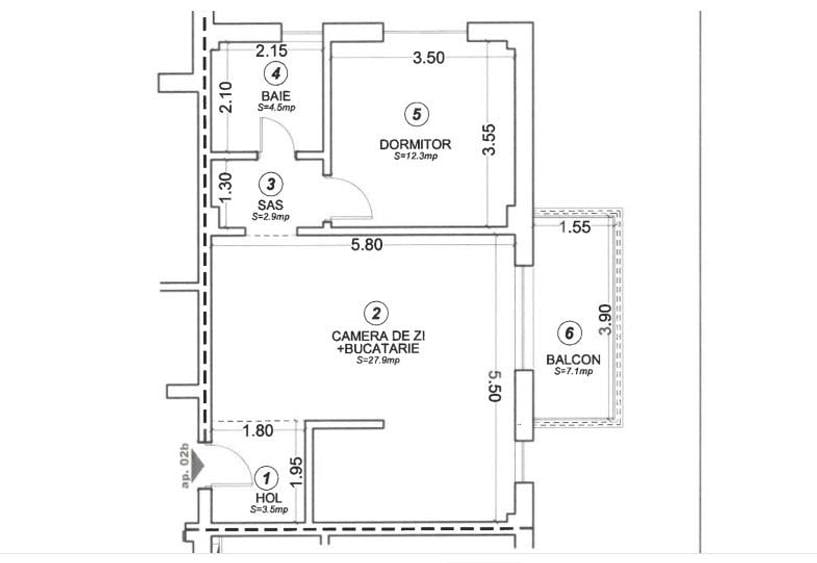 Apartament cu 2 camere semidecomandat în Moșnița Nouă