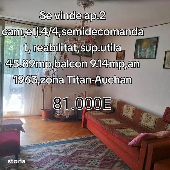 Apartament cu 2 camere semidecomandat în Titan — fotografia 1
