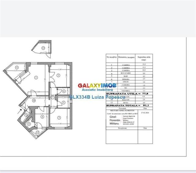 Apartament cu 3 camere în 13 Septembrie