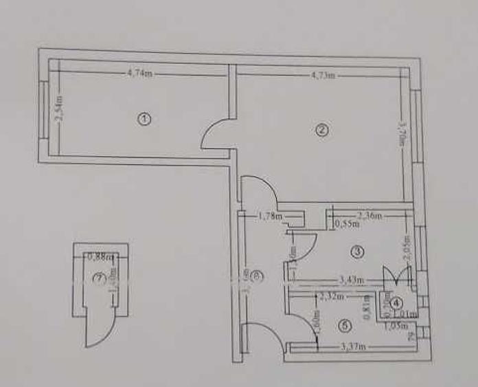 Apartament cu 2 camere semidecomandat în Central