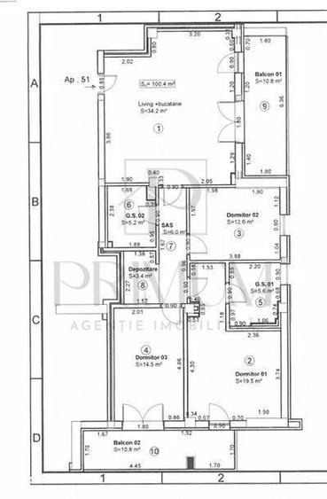 TORONTAL - PENTHOUSE - LIFT - 4 CAMERE - 2 BAI - 2 BALCOANE - INCALZIR - 2