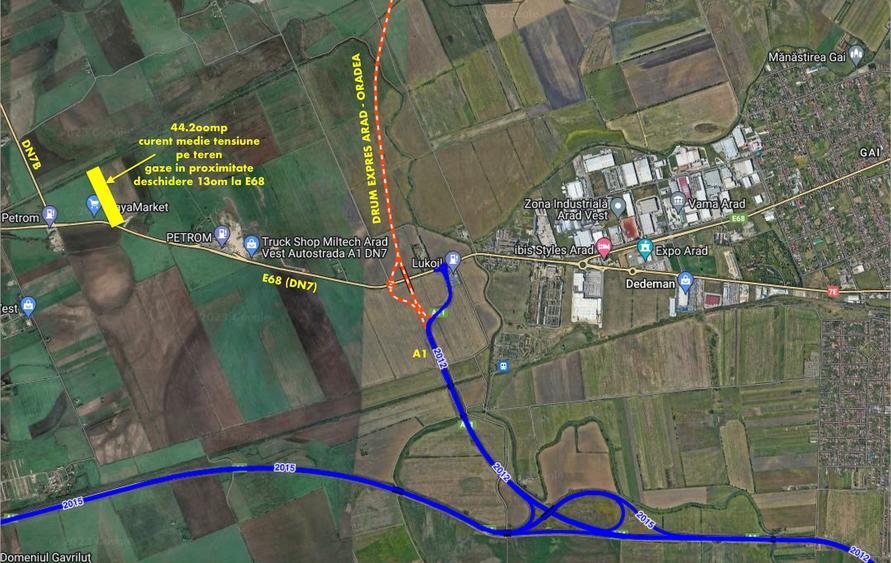 Teren Construcții extravilan de 44200 mp, în Vest