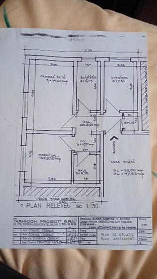 Apartament cu 3 camere decomandat în Central