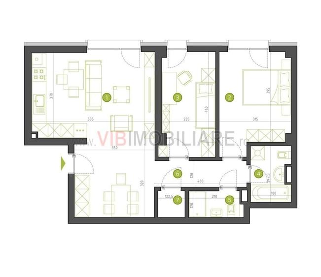 Apartament cu 3 camere în Străulești