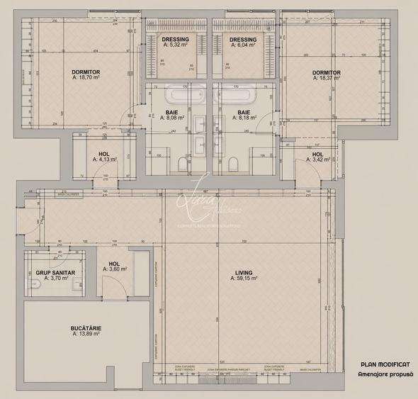 Apartament cu 3 camere semidecomandat în Primăverii