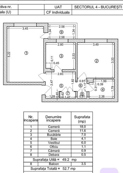 Apartament cu 2 camere decomandat în Runcu