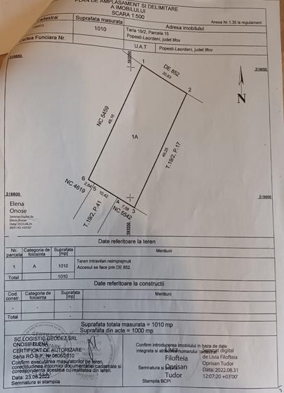 Teren intravilan de 1000 mp, în Central