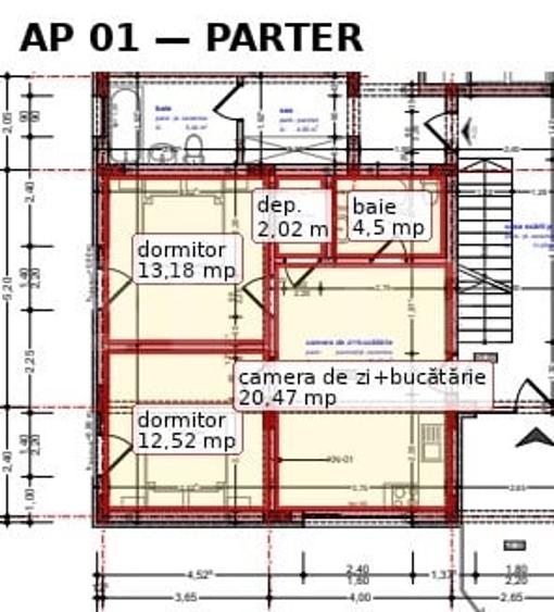 Apartament cu 3 camere semidecomandat în Est