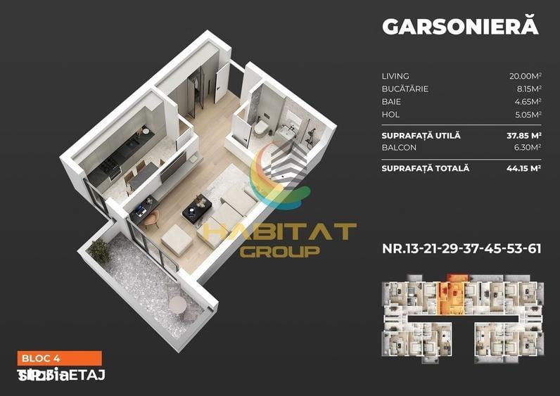 Garsoniera etaj , metrou Popesti vest, bloc nou (AP. 13) - 1
