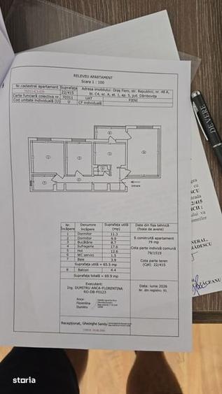 Apartament cu 3 camere în Central
