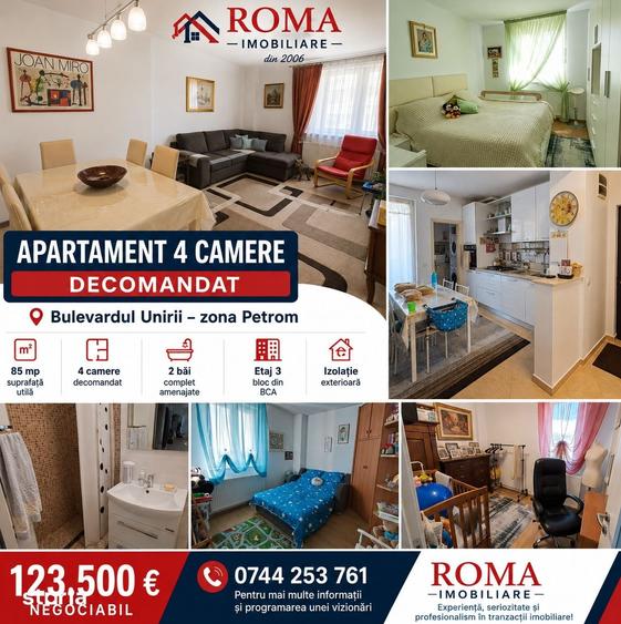Apartament cu 4 camere decomandat în Gării