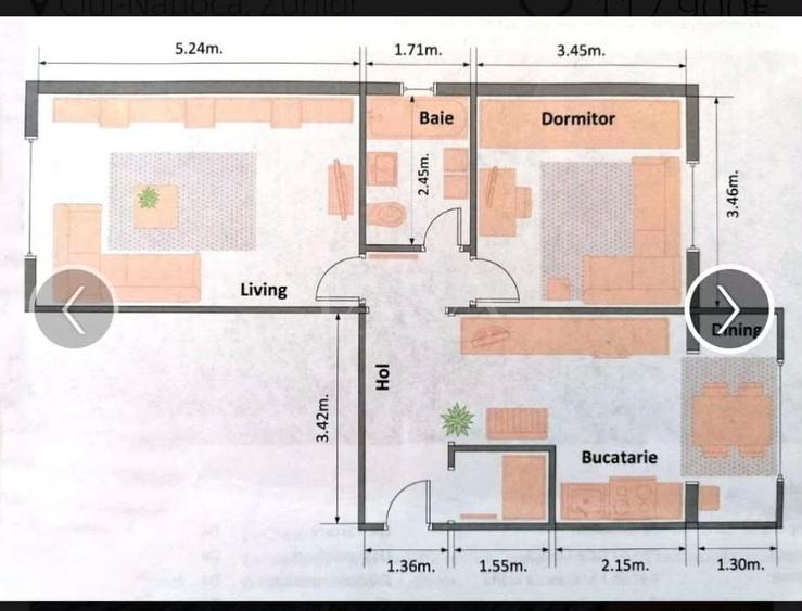 Apartament cu 2 camere decomandat, mobilat în Zorilor