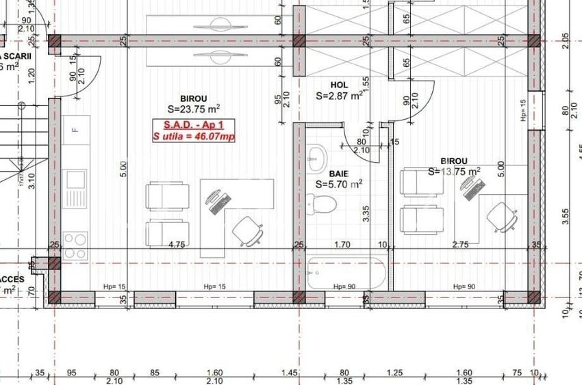 Apartament cu 2 camere semidecomandat în Gării