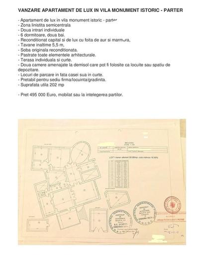 Apartament cu 7 camere circular în P-ța Sfântul Ștefan